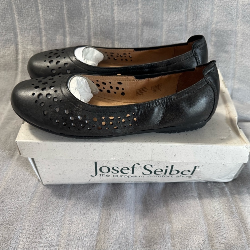 Josef Seibel Pippa 29 Nesty Oil Black Leather Ballerina Flats EU 36 US 5 to 5.5 - Picture 5 of 12